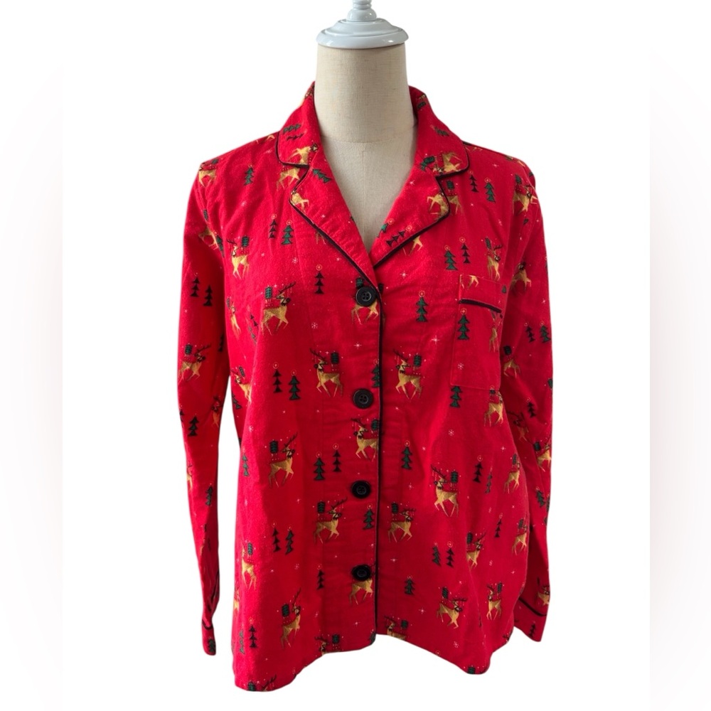 PJ SALVAGE Red Flannel Christmas Pajama Top